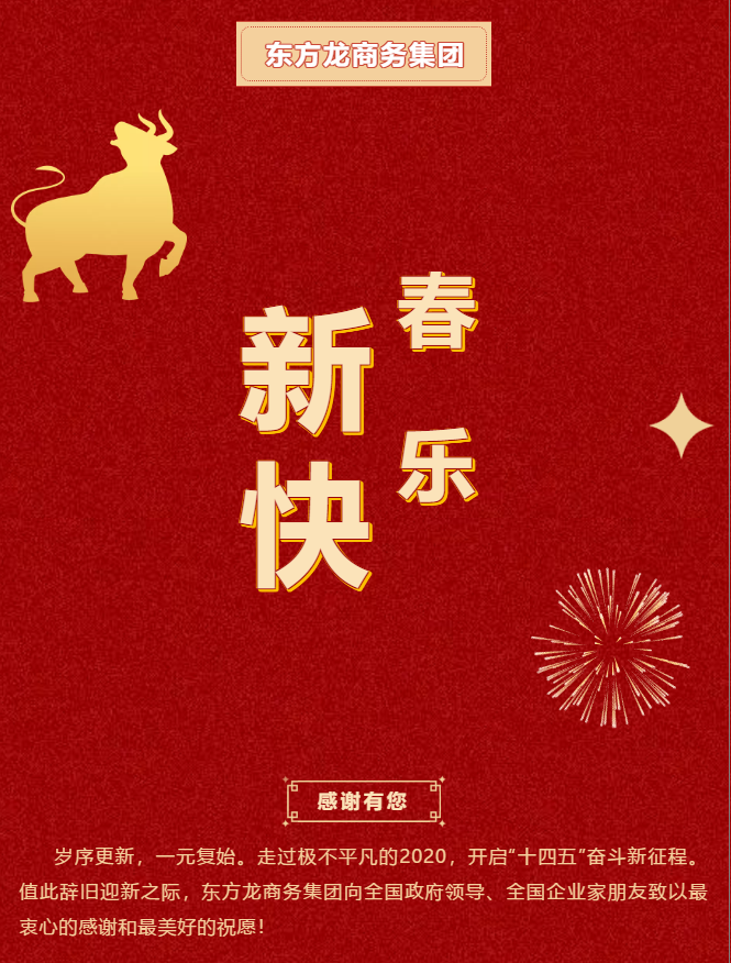 东方龙商务集团祝大家2021牛年大吉，新春快乐！